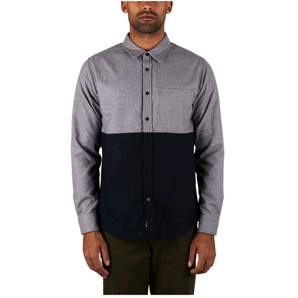 United By Blue Shirt Banff Wool Blend Flannel Mens size M Gray Blue Button Up